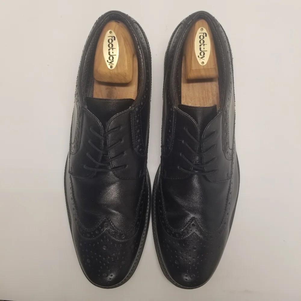 Dockers Wycliff Mens Size 12 Black Faux Leather Oxford Derby Wing-Tip